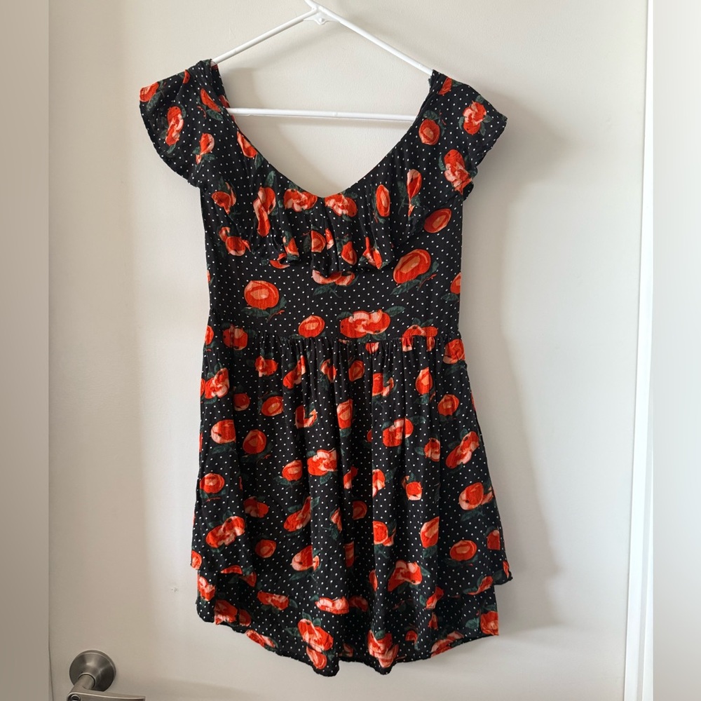 Sacred Hawk Peach Print Ruffle Mini Dress - Picture 8 of 9